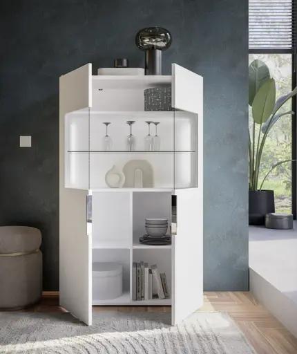 Vitrine- inkl. LED-Beleuchtung, Weiß