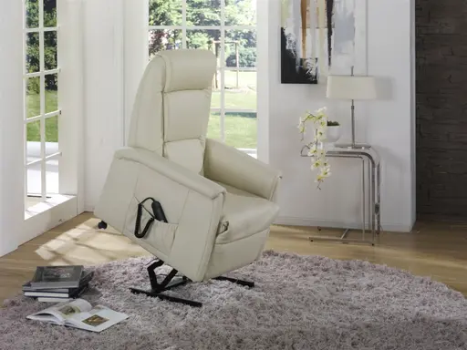 Fernsehsessel EM Mainz - Relaxfunktion 2-motorisch, Leder, beige