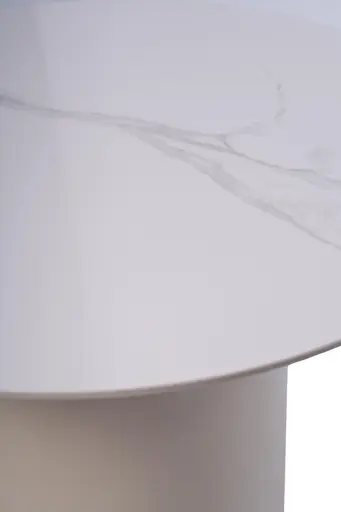 Couchtisch - Ø/H ca. 60x42 cm, Marmoroptik hell, Cremeweiß