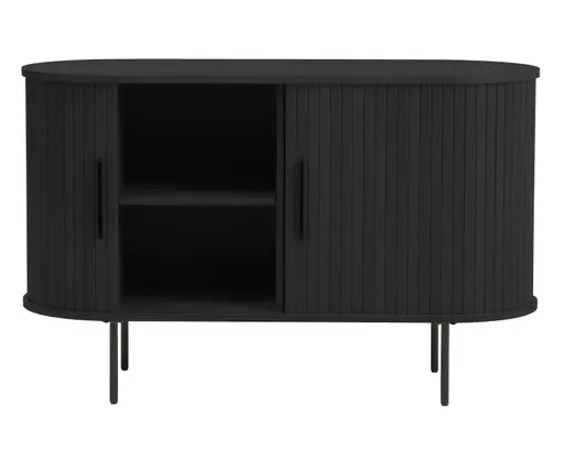 Sideboard - B ca. 120 cm, Eiche Furnier, Schwarz