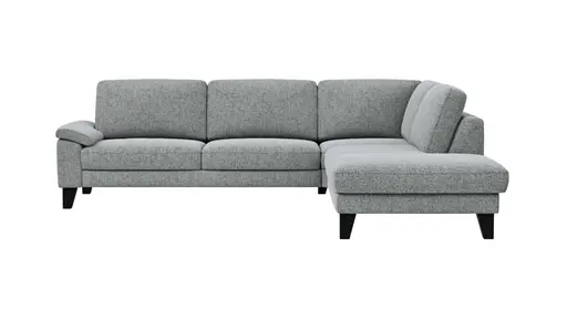 Ecksofa Oviedo - 2,5-Sitzer mit Ecke rechts, Stoff, Hellgrau