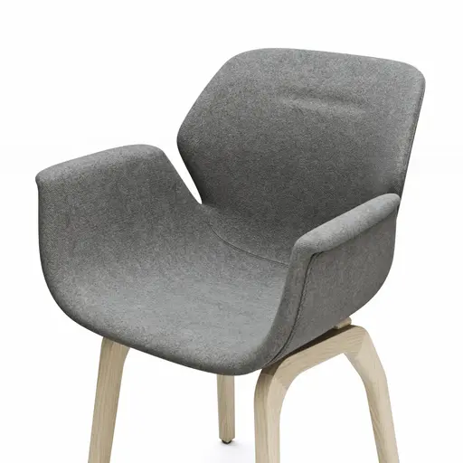 Armlehnstuhl Tooon - Stoff Grau, Gestell Holz