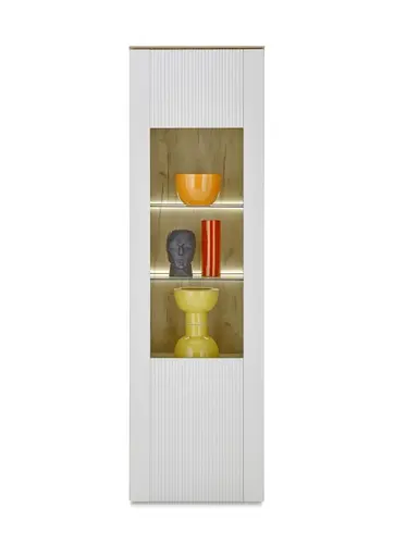 Vitrine- Eiche Dekor, Hellgrau