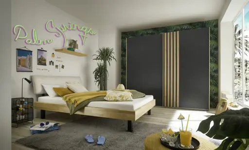 Schwebetürenschrank- B ca. 226 cm, Eiche Dekor, Graphit