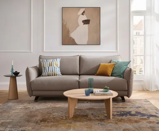 Sofa Fiolina - 2,5-Sitzer inkl. Schlaffunktion, Stoff, Hellgrau