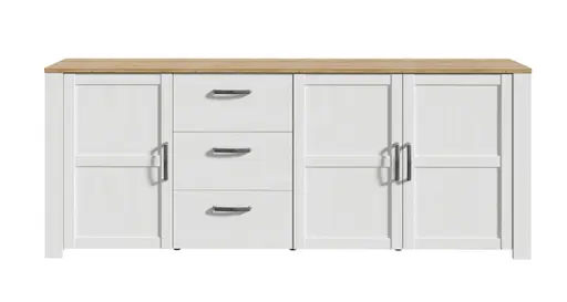 Sideboard FELLIAN- B ca. 220 cm, Weiß, Eiche Dekor