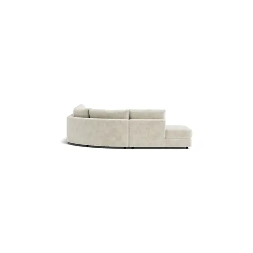 Ecksofa Almeria - Rundecke und Abschlussteil mit 2-Sitzer rechts, Stoff, Offwhite