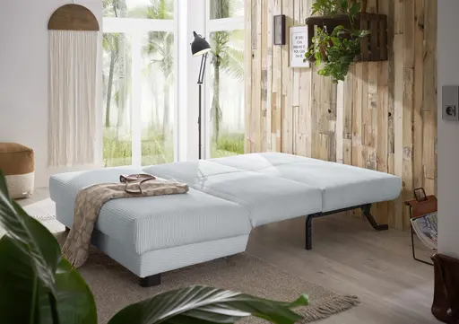 Schlafsofa EASY Optik A - 2-Sitzer ohne Armlehne, 140 cm inkl. Schlaffunktion, Cord, Hellblau