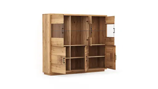 Highboard Hartford - Eiche massiv, mit Hirnholzapplikation