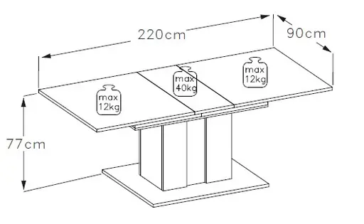 Esstisch - ausziehbar, LB ca. 180x90 cm, Eiche Nachbildung, Eiche dunkel Nachbildung