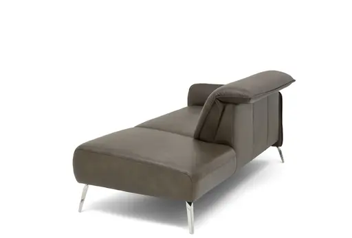 Recamiere La Paz - Kopfteil verstellbar, Leder, Graphit