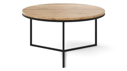 Couchtisch Joan 1 -  LBH ca. 80x80x41,5 cm, Asteiche massiv, Gestell schwarz