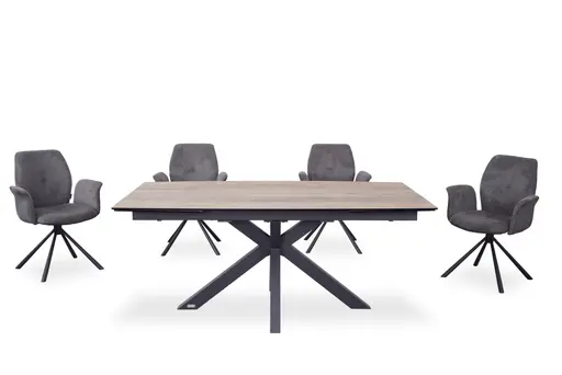 Armlehnstuhl MANOA - drehbar, Stoff, Dunkelgrau