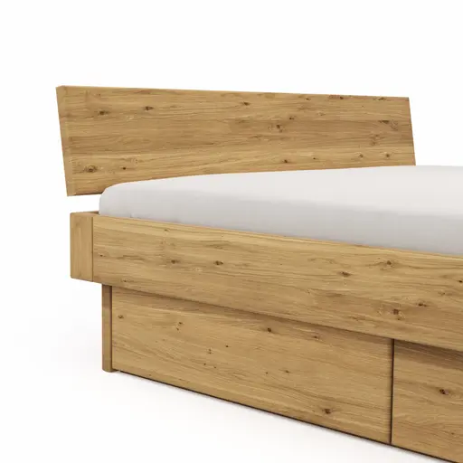 Bettgestell 1660 - Liegefläche ca. 180x200 cm, Wildeiche massiv, geölt