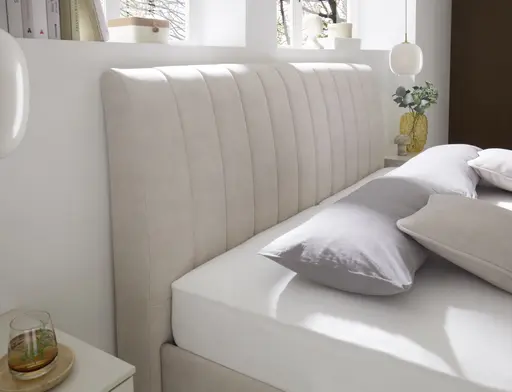 Polsterbett EM Mirano - mit Matratze, Liegefläche ca. 180x200 cm, Stoff, Beige