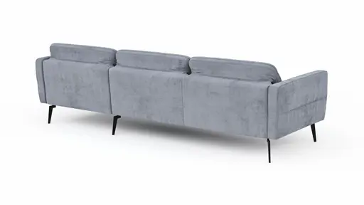 Ecksofa Estrela - 2,5-Sitzer mit Longchair rechts inkl. Rücken-/Armlehne verstellbar, Stoff, Grau