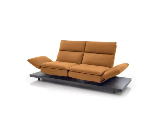 Sofa - 2-Sitzer, Relaxfunktion motorisch, Leder, Curry