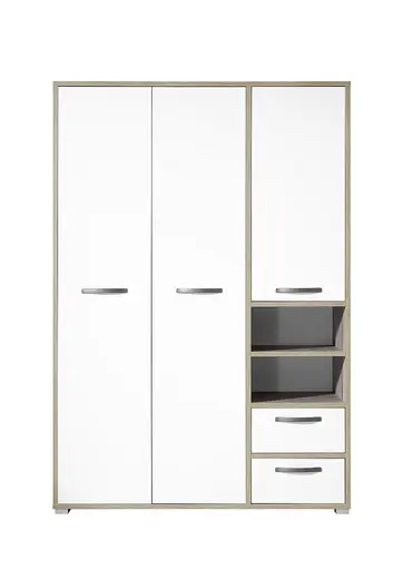 Drehtürenschrank- B ca. 138 cm, Holz Dekor, Weiß