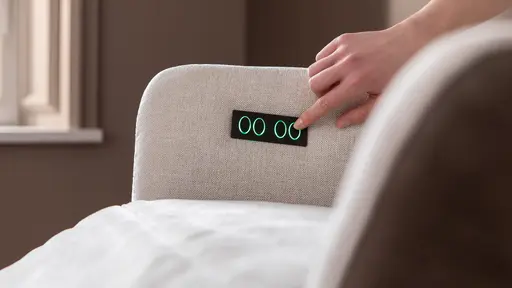 Drehsessel Houston Relax - Größe M, inkl. Relaxfunktion (motorisch), Aufstehhilfe und Kopfstütze, Stoff, außen Taupe/innen Natur