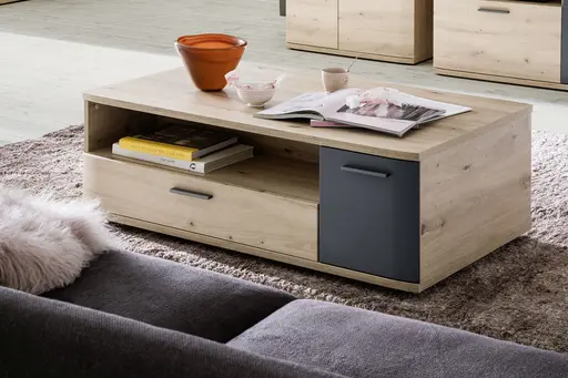 Couchtisch - mit Schubkasten, LBH ca. 115x70x42 cm, Balkeneiche