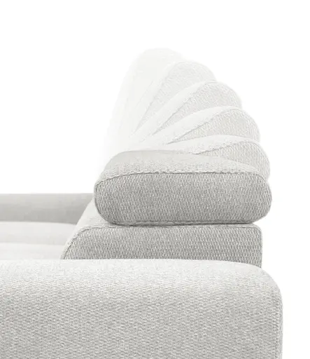 Ecksofa - Longchair links mit 2-Sitzer, Sitzvorzug motorisch, Kopfteil verstellbar, Stoff, Creme