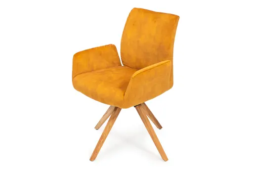 Armlehnstuhl - drehbar, Stoff, Gold