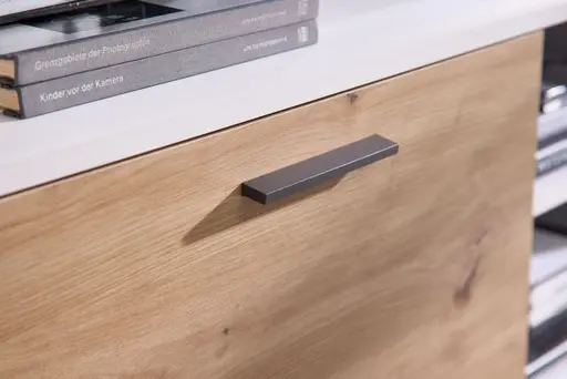 Wohnwand- Weiß, Eiche Dekor