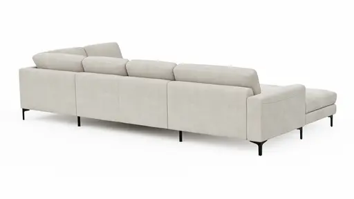 Wohnlandschaft Oviedo - Longchair links mit 2-Sitzer und Ecke rechts, Stoff, Natur