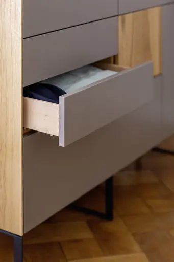 Highboard Mileto - BHT ca. 136x118x35 cm, MDF Steingrau, Naturdesign