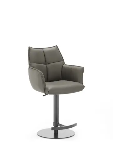 Barhocker MELE - drehbar, höhenverstellbar, Leder, Dunkelbraun