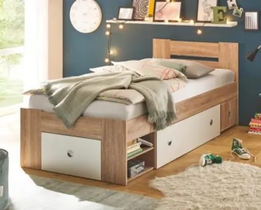 Kojenbett- Liegefläche ca. 90x200 cm, Eiche Dekor, Weiß