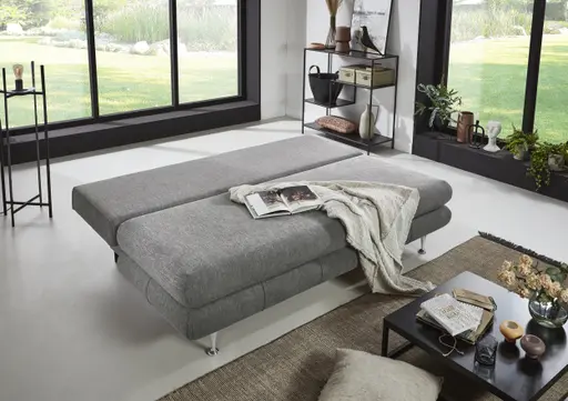 Schlafsofa- 2 Sitzer, Inkl. Bettkasten, Stoff, Grau
