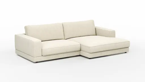 Ecksofa Juni - 1,5-Sitzer mit Longchair rechts, Stoff, Natur