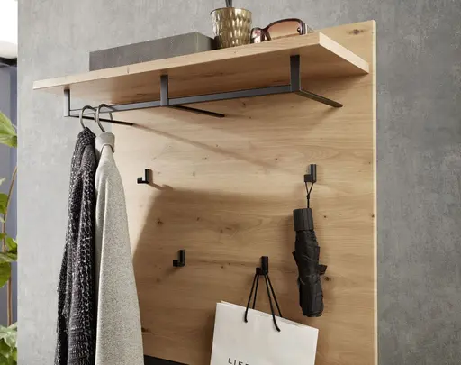 Garderobenpaneel - Eiche Dekor, Graphit