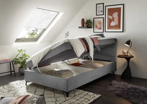 Boxbett - Liegefläche ca. 120x200 cm, Stoff, Grau