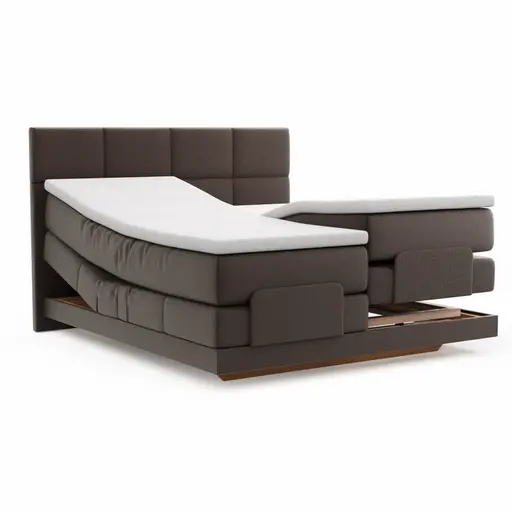 Boxspringbett Alpin Luxe - inkl. Kopf- und Fußteil verstellbar, Liegefläche ca. 180x200 cm, Stoff, Dunkelbraun