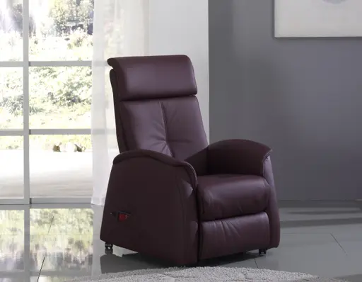 Fernsehsessel EM Bremen - Relaxfunktion (1-motorisch), Leder, Burgund