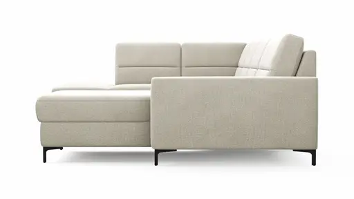 Wohnlandschaft Merlos H - Ecke links mit 2,5-Sitzer und Longchair rechts inkl. Relaxfunktion (motorisch),Stoff, Natur