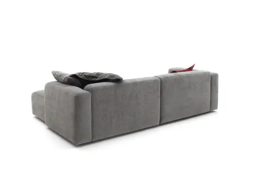 Ecksofa Laja - 1-Sitzer mit Longchair rechts, Stoff, Steingrau