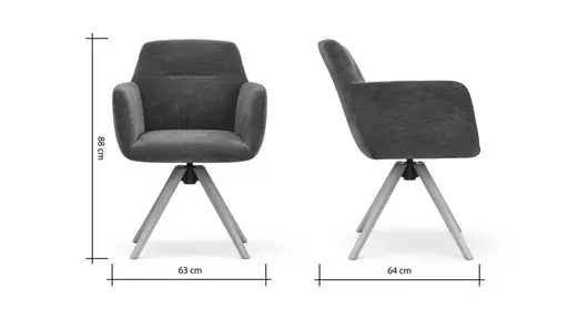 Armlehnstuhl Nashville - drehbar, Stoff, Dunkelbraun