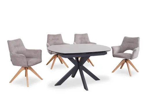 Esstisch MEGGIE - ausziehbar, LB ca. 130x100 cm, Glaskeramik, Grau