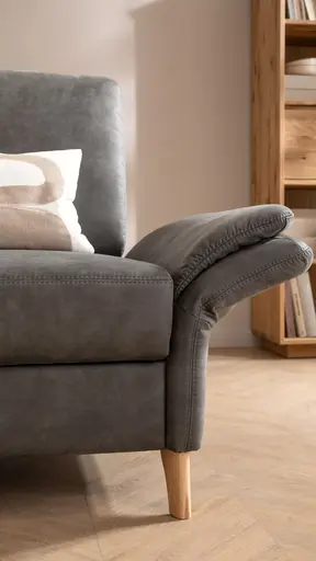 Sofa Vayra - 2,5-Sitzer, inkl. Sitzvorzug motorisch und Armlehnen klappbar, Stoff, Anthrazit