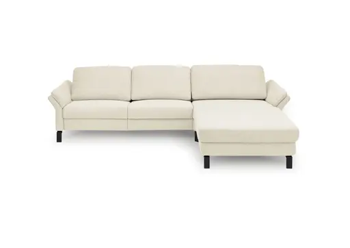 Ecksofa CALM PREMIUM 2.0 - 3-Sitzer mit Longchair rechts, Rückenlehne vertellbar, Stoff, Natur