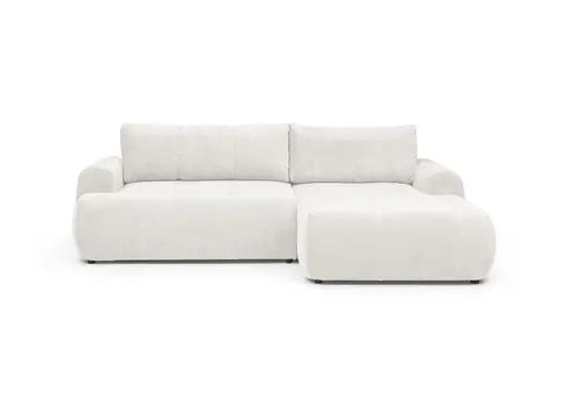 Ecksofa - 2-Sitzer mit Longchair rechts, Stoff, Offweiss
