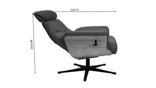 TV-Sessel MOANI mit Hocker - drehbar, Kopfteilverstellung, Leder, Dunkelbraun