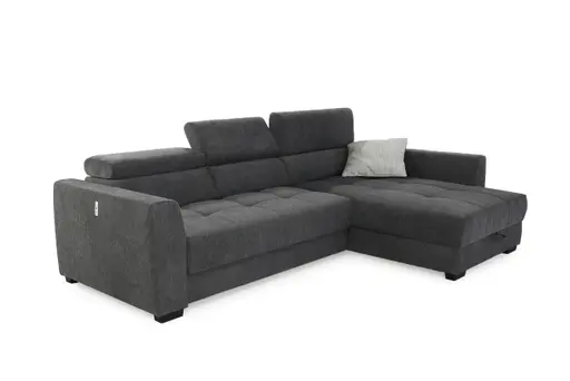Ecksofa - 2-Sitzer, Ecke rechts, Stoff, Dunkelgrau