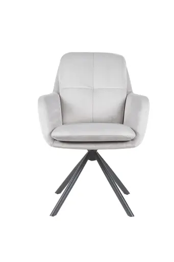 Armlehnstuhl - drehbar, Samtvelour, Hellgrau