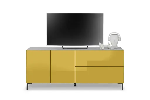 Lowboard - B ca. 181 cm, Goldgelb, Keramikoptik