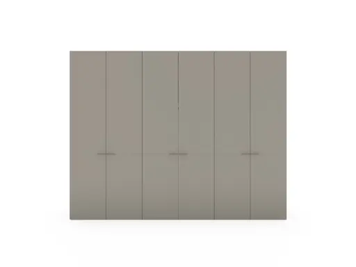 Drehtürenschrank Matera - BHT ca. 301x235x60 cm, Lack Matt, Muschelgrau, Griffe Coffee