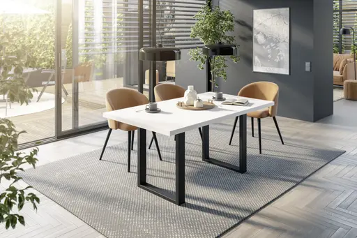 Esstisch - ausziehbar, LB ca. 140x90 cm, Weiß, Schwarz